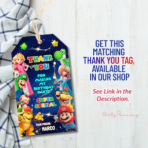 Edytowalne zaproszenie urodzinowe Super Mario Galaxy, zaproszenie na imprezę filmową Super Mario, zaproszenie Mario Galaxy, drukowane zaproszenie urodzinowe dla dzieci v2 zdjęcie 4