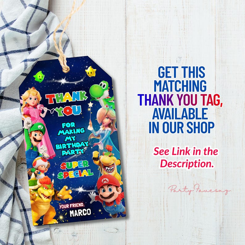 Edytowalne zaproszenie urodzinowe Super Mario Galaxy, zaproszenie na imprezę filmową Super Mario, zaproszenie Mario Galaxy, drukowane zaproszenie urodzinowe dla dzieci v2 zdjęcie 4
