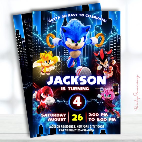 Editable Sonic the Hedgehog Birthday Invitation, Sonic Birthday Party Invite, Sonic Invitation, Printable Kids Birthday Invite, Digital
