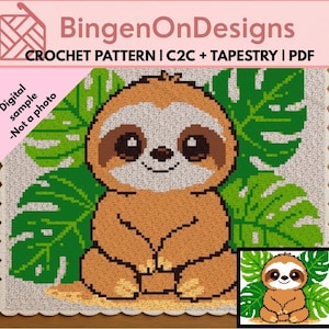 Wzór szydełkowy na leniwca | Kocyk C2C Graphghan (cyfrowy PDF)