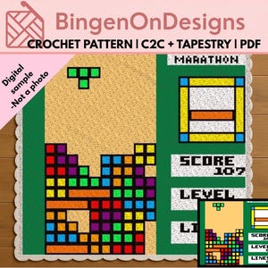 Retro Gaming C2C Blanket Crochet Pattern | Falling Blocks Graphghan (PDF)