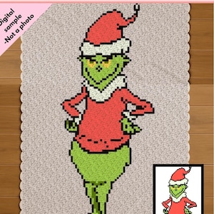 Grumpy Green Christmas Crochet Blanket Pattern | C2C Graphghan PDF