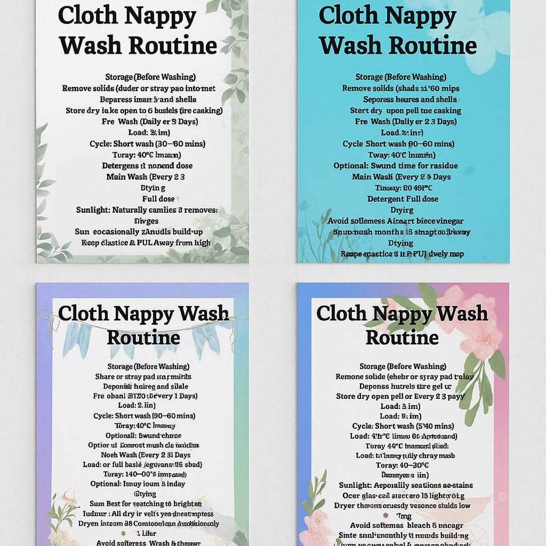 Nappy Changing Routine Cards Cloth Nappy Wash Routine Printable | 5 Digital Designs | Laundry Room ...