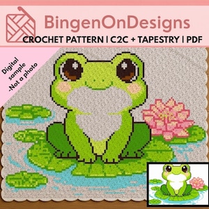 Frog Crochet Blanket Pattern | C2C, Tapestry Graphghan (Digital PDF)