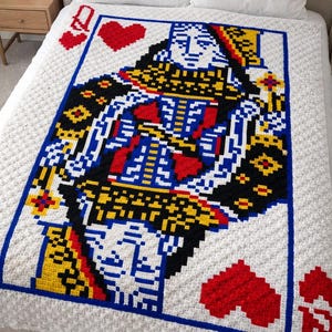 Queen of Hearts Crochet Pattern – C2C Blanket Pattern – Tapestry – Digital Download - 82x110 squares