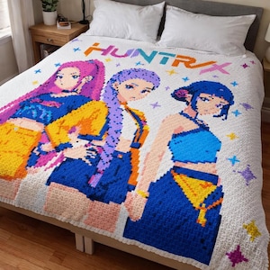 HUNTRIX Anime Crochet Blanket Pattern: Pixel Art C2C (Digital Download)
