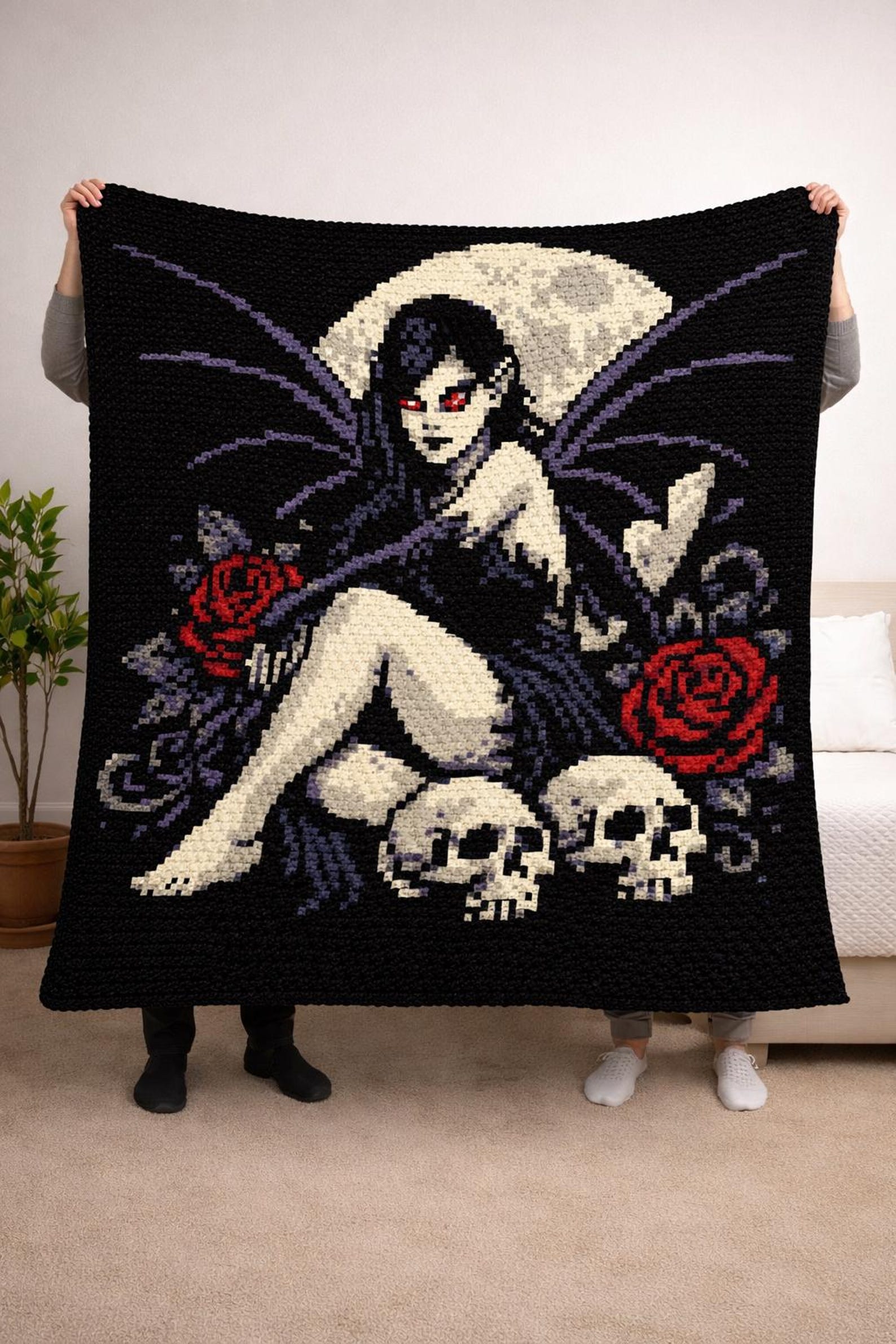 Gothic Dark Fairy Crochet Pattern – C2C Blanket Graph – 120x120 ...