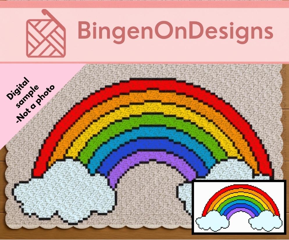 40 Rainbow Blanket Crochet Patterns to Brighten Baby Rooms, Throws, and Gift Giving 31 Rainbow Crochet Blanket Pattern C2C Graphghan Colourful