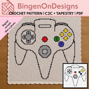 Video Game Controller C2C Crochet Blanket Pattern | Gamer Graphghan (Digital PDF)