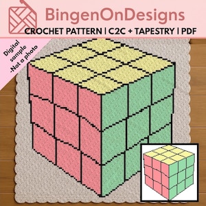 Rubik’s Cube Crochet Blanket Pattern | C2C Graphghan | Retro Puzzle Crochet PDF