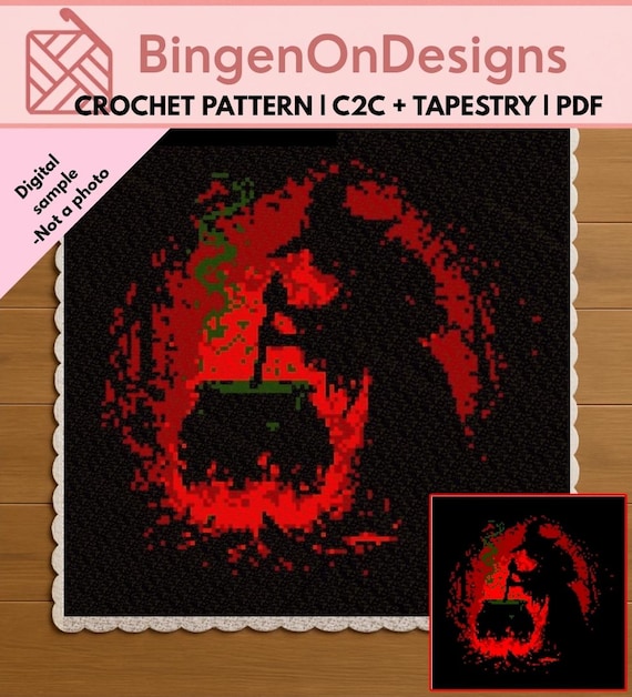 Witch Cauldron Crochet Pattern | Gothic C2C Graphghan (PDF Download)