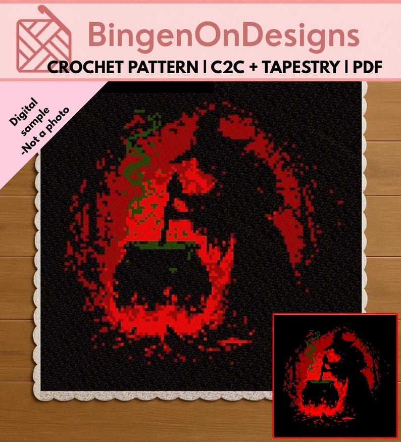 Witch Cauldron Crochet Pattern | Gothic C2C Graphghan (PDF Download) image 1
