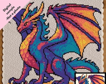 Dragon Crochet Blanket Pattern | C2C Crochet Pattern | Fantasy Dragon Blanket | Tapestry Crochet | Graphghan | Digital Download