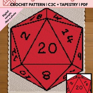 D20 Dice Crochet Pattern | C2C Blanket | Dungeons & Dragons Inspired | Tabletop RPG | Graphgan | Digital PDF