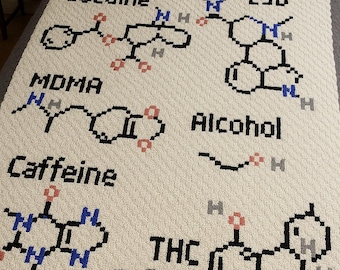 Chemical Molecules Crochet Blanket Pattern – C2C/SC tapestry