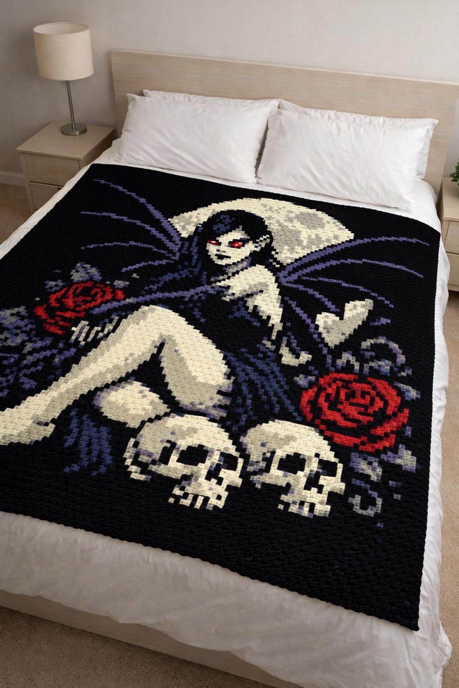 Gothic Dark Fairy Crochet Pattern – C2C Blanket Graph – 120x120 ...