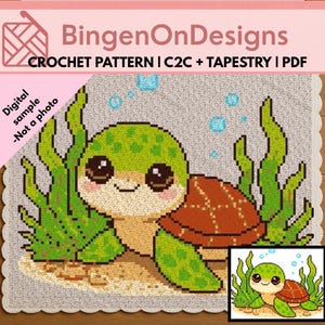 Häkelmuster für eine Meeresschildkröten-Decke | C2C, Gobelin-Graphic (Digitaler Download)