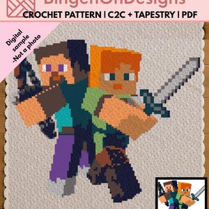 Patrón de ganchillo para manta Pixel Gamer / Manta gráfica C2C (PDF digital)