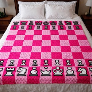 Chess Board C2C Crochet Blanket Pattern Bundle – 4 Colours or choose your own!| Digital download