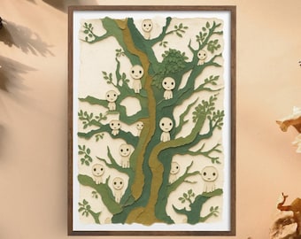 Descarga digital de Kodama de Studio Ghibli / Lámina decorativa para pared