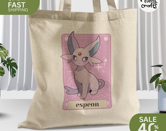 Espeon Tasche - Pokemon Geschenk - Baumwoll Canvas Einkaufstasche