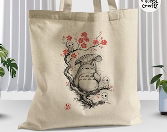 Totoro und Kodama Studio Ghibli Tote Bag - Baumwolltasche