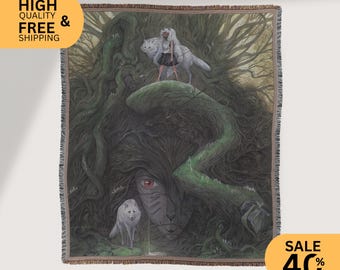 Princess Mononoke Woven Blanket -  Cozy Anime Throw