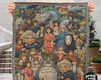 Manta tejida de Studio Ghibli - Mi vecino Totoro, El viaje de Chihiro, Hayao Miyazaki, tapiz de pared grande