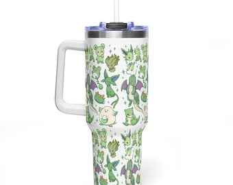 Pokemon Anime Reisebecher | 40oz Edelstahlbecher mit grünen Kreaturen