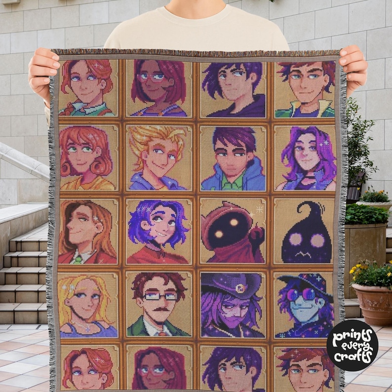 stardew valley blanket, stardew valley, stardew blanket, stardew, stardew valley merch, stardew valley gift, stardew cross stitch, fall host gift, stardew merch, stardew gift, stardew gifts, stardew valley decor, stardew valley art, valley, blanket, throw blanket, woven blanket, tapestry blanket, cozy blanket, woven throw blanket, tapestry, birthday gift, housewarming gift, personalized gifts, gifts for him, christmas gift, couple gift, junimo, custom blanket, personalized blanket,gaming blanket