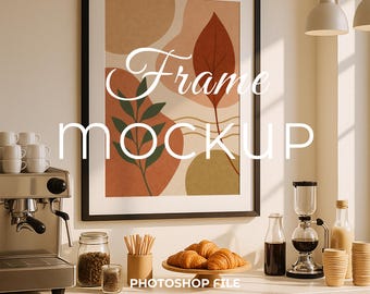 Maqueta de marco para cafetería, plantilla de póster vertical (PSD)
