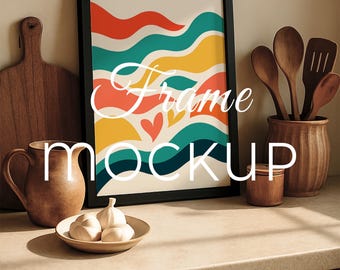 Maqueta de marco de cocina rústico, póster vertical (plantilla PSD)