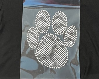 Large Custom Colored Paw Print 7" X 7" - Iron on Rhinestone Transfer Bling Hot Fix Color School Mascot Paw Print Mom - DIY Paw Print Shirts