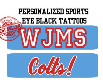FULL SHEET Custom Eye Black Temporary Tattoos: Sports Team Face Stickers (12 full set for the team!)