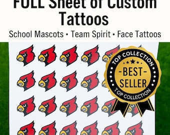 Custom Team Spirit Temporary Tattoos - Full Sheet of 30 Cheek-Size Designs