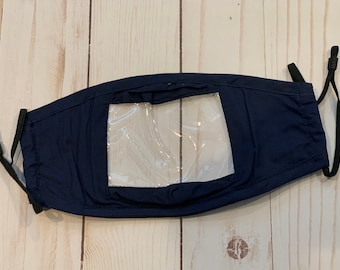 Clear View Face Mask: Adjustable Straps, Adult Size