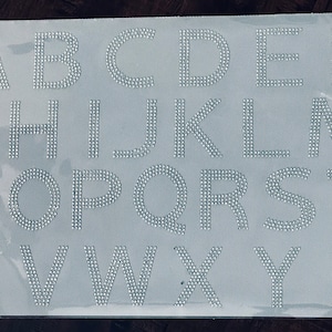 Rhinestone Iron On Letters: A-Z Jersey Transfer Sheet