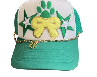 CC Boutique Green Trucker Cap with Yellow Embroidery The Classic C.C. Trucker | Green – The Daniel Donato Store main image 3