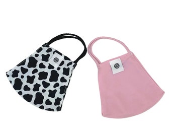 Pink and Cow print face masks!  2 masks one price!