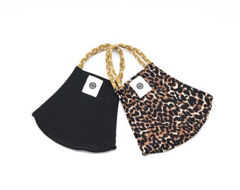 Leopard & Black Face Masks Set
