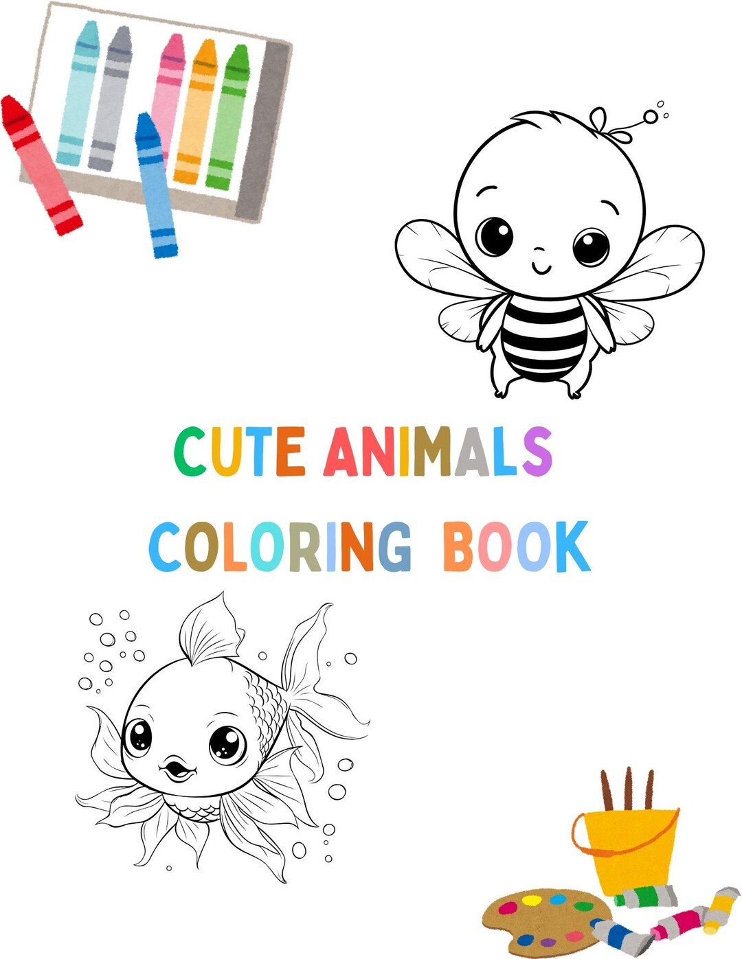 Printable Coloring Book for Kids 20 Animals Coloring Pages PDF - Etsy