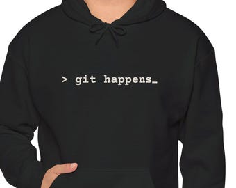 git happens version control | programmer developer humor | funny coding shirt | coding inside joke | Unisex Heavy Blend Hooded Sweatshirt