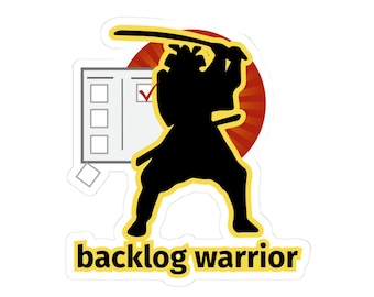 Backlog warrior male kiss-cut sticker for product manager | scrum master | agile developer | software engineer