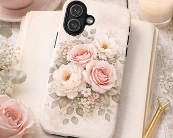 Blush Rose Bouquet Phone Case | Floral iPhone Case, Pastel Pink Roses