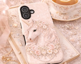White Floral Unicorn Phone Case | Tough Case