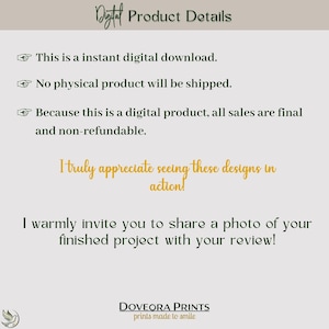 Digital product details: instant download, no shipping, all sales final, non-refundable.