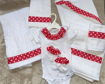 Paquete de toalla con capucha, manta, mono y paño para eructar