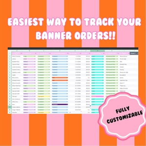 Anpassat kalkylblad för beställningsspårning av banner | Organisatör för småföretag (Google Sheets-mall)