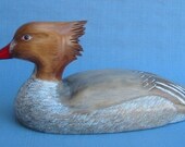 Red-breasted Merganser hen Decoy Duck carved Robert Kelly Woodcarving