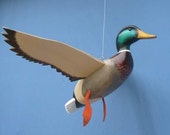 Hand carved Flying Mallard Drake Decoy Duck Robert Kelly Woodcarving